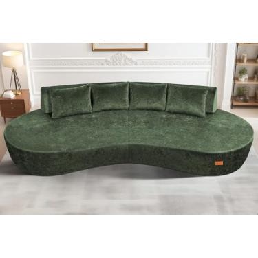 Imagem de Homguava Sofá secional modular de 104 polegadas, sofá moderno curvo com espuma de memória, sofá de nuvem de assento profundo com 4 travesseiros, sofás estofados grandes para sala de estar, apartamento