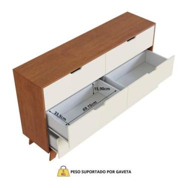 Imagem de Cômoda para Quarto Infantil 6 Gavetas 100% Mdf Alice Off White / Casta