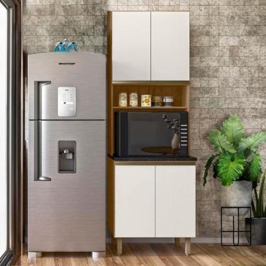 Imagem de Torre Quente Para Cozinha 100% Mdf 70cm X 220cm Carvalho Rústico Off White Cetim Kali N...
