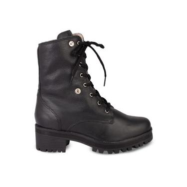 Imagem de Coturno feminino de couro forrada em pelo 6943P - Andrea Vinci, 38, Pr