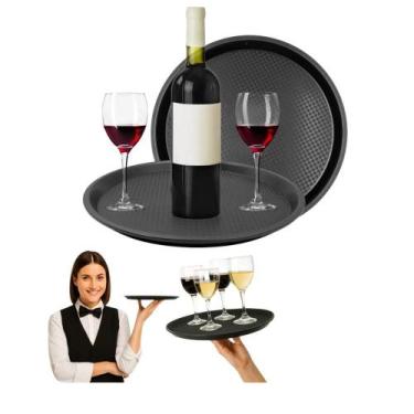 Imagem de Bandeja Redonda Antiderrapante 40cm - Preta - VENEZA