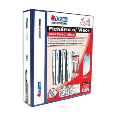 Imagem de Fichário revestido com cristal A4 azul 60mm 1402 com 4 argolas Chies