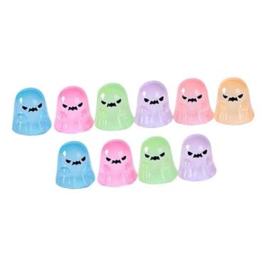 Imagem de IEUDNS 10x Mini Figuras Luminosas de Halloween Esculturas de Paisagem Decoração de Carro Enfeites Criativos de Resina de Halloween para Cômoda Escritório, Fantasma 2.5cmx2.7cm