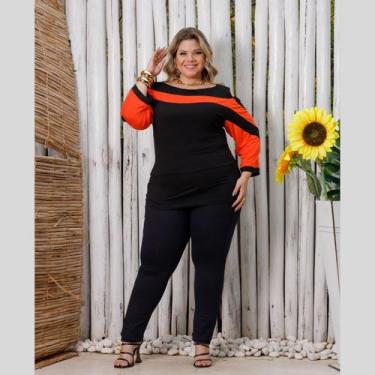 Imagem de Blusa Feminina Manga 3 4 Ombro Vazado Plus Size - Rosana Farcait, Lara