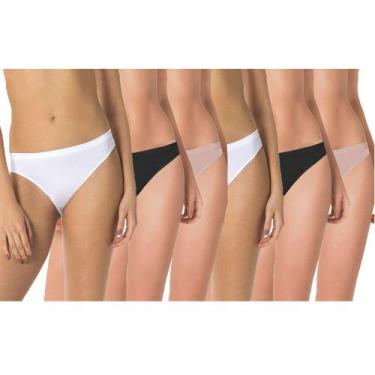 Imagem de Kit com 6 Calcinhas Trifil C04404/4404 Branco/Preto/Chocolate, Sortida