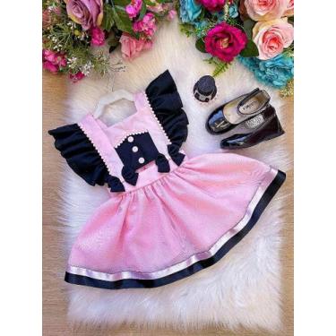 Imagem de Romper/Vestido Princesa Belli Mundo Bita Rosa e Preto para Crianças de