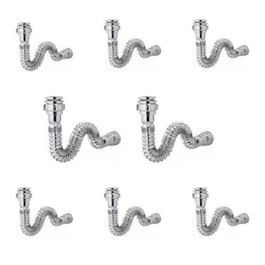 Imagem de Kit Sifão Extensível Sanfonado Flexível com 8 unidades PVC Cromado Bri