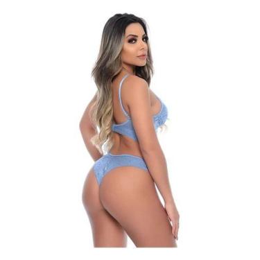 Imagem de Conjunto Lingerie Langeri Cropped - PATITEX, G, Azul, Claro