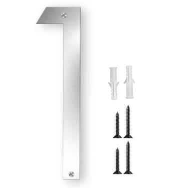 Imagem de Friendship Números de casa modernos de 30,5 cm para fora revestidos de prata com números de endereço de metal flutuantes placas para caixa de correio e placa de casa (prata 1)