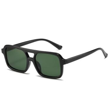 Imagem de Óculos de Sol com Ponte Dupla, Lentes Transparentes com Degradê Oceano, Proteção UV400 para Esportes ao Ar Livre, Corrida e Ciclismo, Preto e Verde Escuro