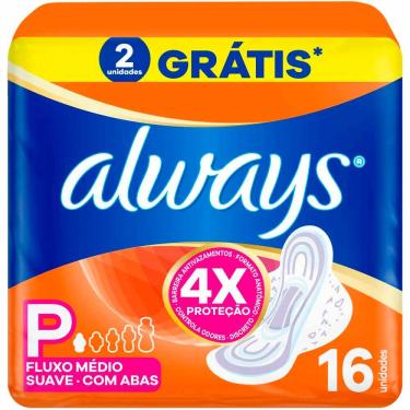 Imagem de Absorvente Always com Abas Suave Tamanho P com 16 Unidades