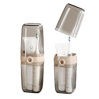 Imagem de Topavatop Estojo de viagem para escova de dentes, suporte de escova de dentes 2 em 1 e copo de enxágue, copo de escova de dentes de grande capacidade com capa, suporte portátil de escova de dentes de