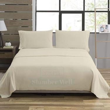 Imagem de SlumberWell Jogo de lençol King com 4 peças, 100% algodão egípcio, bolso profundo de 38 cm, lençóis de cama de hotel respiráveis e super macios, cor marfim sólido