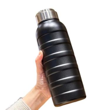 Imagem de Garrafa de água para Uso Externo Garrafa Térmica de Viagem InoxidáVel 1 Litros com Isolamento a VáCuo(Preto 1000ML)