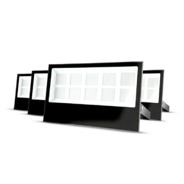 Imagem de Kit 4 Refletor Led Slim Externo 500w 6500k Branco Frio Ip65 110v/220v Bivolt Preto Cod: ALUT010042-4 Alut By Avant
