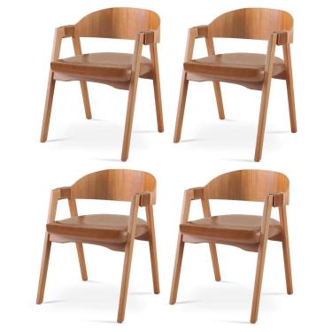 Imagem de Kit 4 Cadeiras para Sala de Jantar Luna Caramelo