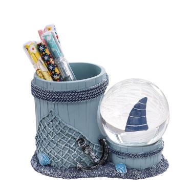 Imagem de Porta-canetas Creative Resin com Crystal Ball Light Nautical