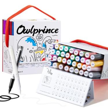 Imagem de Mooking Marcadores de tinta acrílica, ponta de pincel, marcadores de acrílico de 36 cores com controle automático de tinta – 7,1 G de grande capacidade de secagem rápida, canetas de tinta à prova