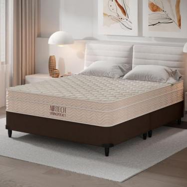 Imagem de CAMA BOX QUEEN SIZE ORTOBOM AIRTECH MOLAS ENSACADAS 158x198x66CM BEGE 