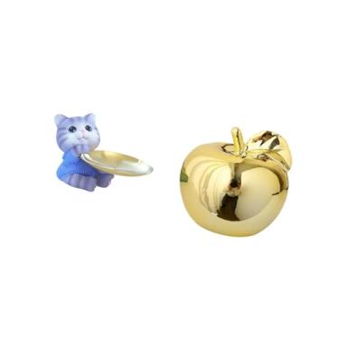 Imagem de Fenteer Bandeja de Resina Moderna para Gatos E Escultura de Cerâmica com Frutas para Decoração de Casa, Mesa de Jantar, Armário, Prateleira, Joias, Lanches, V