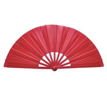 Imagem de Ventilador dobrável portátil de 33 cm - nylon vermelho e plástico, ventiladores de mão para mulheres dobrável, grande fã de rave, ventilador de adereço de apresentações de dança, ventilador de botas