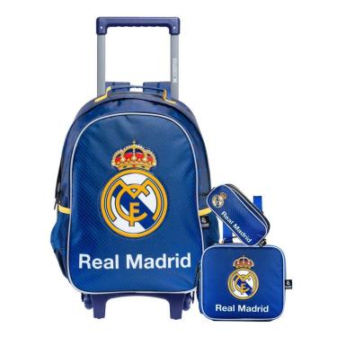 Imagem de Kit Escolar Real Madrid Mochila Rodas + Lancheira + Estojo