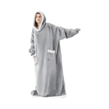 Imagem de Manta De Flanela Super Longa De 150cm Com Capuz, Moletom E Pijama De I