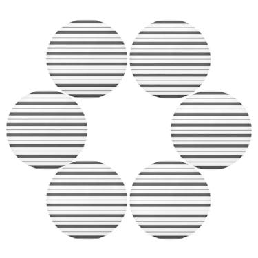 Imagem de Wassud Jogo americano conjunto de 6 tapetes redondos com listras pretas e brancas para cozinha e jantar tapetes laváveis resistentes ao calor para decoração de mesa 39 cm