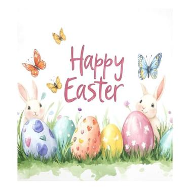 Imagem de Qilmy Capa magnética para máquina de lavar louça, coelhinho da páscoa e ovo, 58 x 66 cm, capa decorativa para geladeira para porta da frente, adesivo magnético para máquina de lavar, painel de