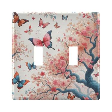 Imagem de Burbuja Capa de placa de parede com interruptor de luz borboleta árvores, placa decorativa de parede, parafusos incluídos, 2 faixas
