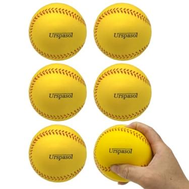 Imagem de Urspasol Bolas de beisebol macias grandes de 30,5 cm com bolsa de malha para crianças e adolescentes jogadores, treinamento, rebatidas esportivas com segurança (amarelo)
