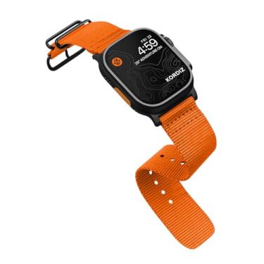 Imagem de KORDIZ Pulseira de nylon para Apple Watch Ultra e Ultra 2 (49 mm), pulseira esportiva de ajuste grande para homens, pulseira de nylon macia e respirável resistente à água, design robusto ajustável com