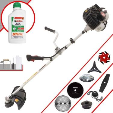 Imagem de Roçadeira Kawashima Kw43le À Gasolina 43cc 1,7hp + Faca 2p + Faca 40d + Faca 80d + Faca 6p + Escova 38c + Trimmer + Óleo