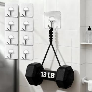 Imagem de 8 ganchos de parede adesivos para pendurar ganchos de toalha resistentes à prova d'água gancho transparente para banheiro chuveiro chaves de cozinha porta ao ar livre gancho utilitário para melhoria