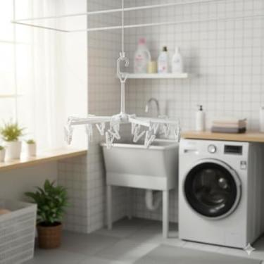 Imagem de Varal retratil para pendurar roupas leves, pratico, compacto, util, domestico, pequeno, e portatil, resistente