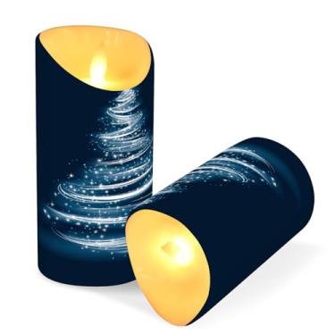 Imagem de ATTX Pacote com 2 velas brancas brilhantes para árvore de Natal – Velas LED de 7,6 cm x 15 cm com controle remoto e temporizador para casa, casamento, decoração de acampamento #348