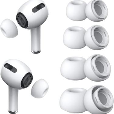Imagem de 4 pares de pontas auriculares de substituição para AirPods Pro e 2ª geração, pontas auriculares de silicone para AirPods Pro com caixa de armazenamento portátil e cabe no estojo de carregamento