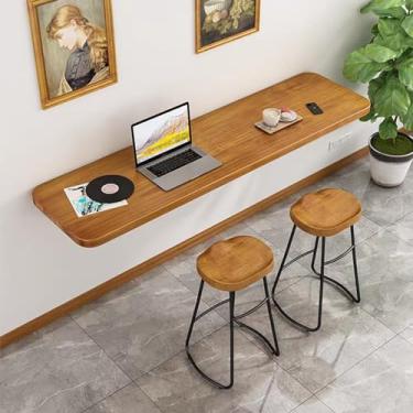 Imagem de Mesa dobrável de parede, mesa flutuante para laptop, mesa de trabalho dobrável, mesa de parede com folhas suspensas para jantar, estudo, cozinha, jantar, lavanderia, bar etc. (60 x 40 cm/23,6 x 15,7