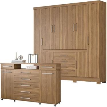 Imagem de Cômoda London e Guarda Roupa Casal New Realce Tulipa Amendola - Demóbile