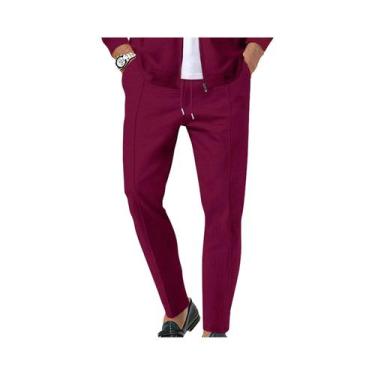 Imagem de Calças Longas Casuais Masculinas De Tecido Leve Com Corte Médio Elegan