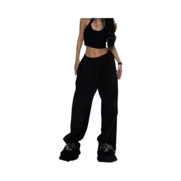 Imagem de Calças Jogger Oversize De Cintura Alta Com Cordão Para Mulheres, Estil