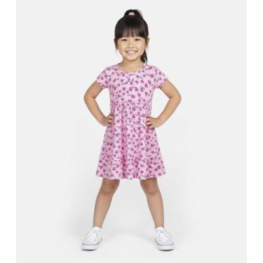 Imagem de Vestido Infantil Manga Curta Estampado Biju Kids Rosa, 3, Rosa