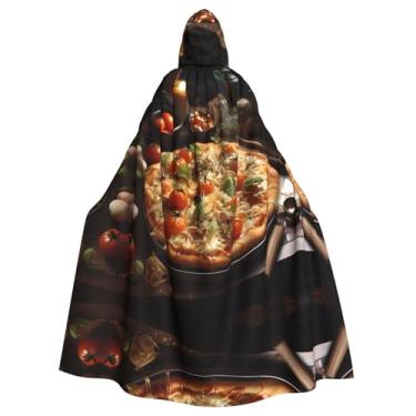 Imagem de QAZWZML Economical Adult Hooded Cloak Halloween Full Tantalizing Tomato Pizza Print Cape for Costume Party & Cosplay