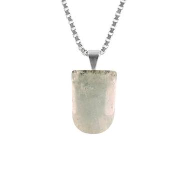 Imagem de Colar 60Cm Prata 925 Água-Marinha Medalha Verdadeira Natural