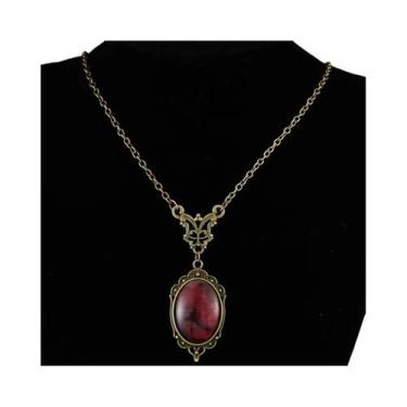 Imagem de Colar Com Pingente Vermelho De Vampiro Em Relevo, Joia Gótica Retrô Pa