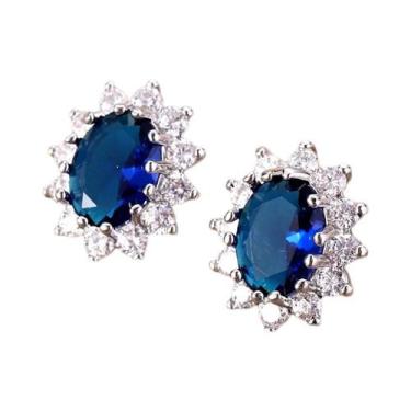 Imagem de Brincos De Flor Em Pedra Azul Royal, Vermelha E Verde Para Mulheres, C