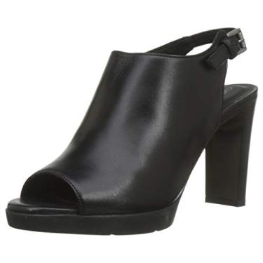 Imagem de Geox Sandálias femininas de salto plataforma com bico aberto, Preto e preto C9999, 40