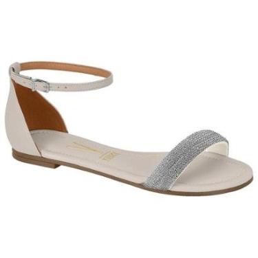 Imagem de Sandália Rasteira Feminina Cinza Branco Off Cristal Vizzano 6235.1704-Feminino