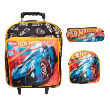 Imagem de Kit Mochila Menino Escolar Resistente Estojo + Lancheira - Plike