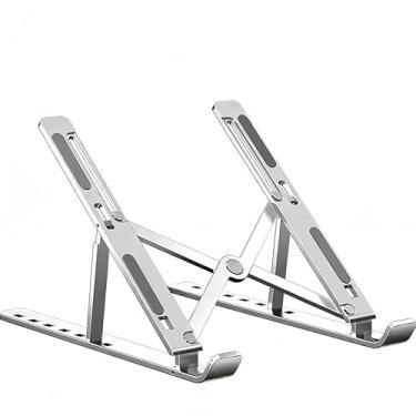 Imagem de Laptop Suporte Base Notebook Tablet Alumínio ABS ipad para tablet laptopDobrável Portátil(Metais-Prata)